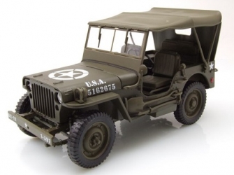 18055H Willys Jeep U.S. Army with Soft Top green 1:18