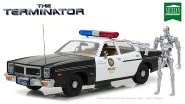 19042 The Terminator (1984) - 1977 Dodge Monaco Metropolitan Police with T-800 Endoskeleton Figure 1:18