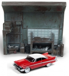 JLSP032 Christine - Darrell's Garage Background w/ 1958 Plymouth Fury Display 1:64