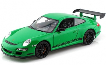 18015GR 2007 Porsche GT3 RS green with black stripes 1:18