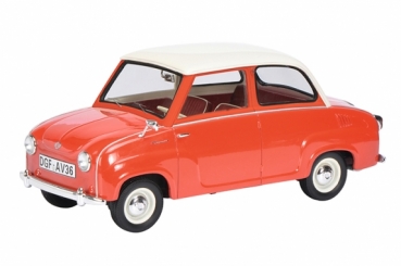 0097 Goggomobil Limousine, rot-weiß 1:18