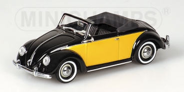 430052135 VOLKSWAGEN HEBMUELLER CABRIOLET - 1949 - BLACK/YELLOW 1:43