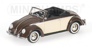 430052136 VOLKSWAGEN HEBMUELLER CABRIOLET - 1949 - BROWN/CREME 1:43