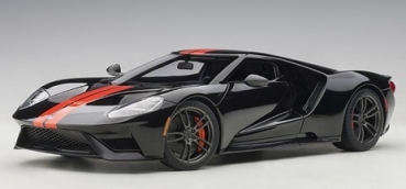 72945 FORD GT 2017 (SHADOW BLACK/ORANGE STRIPES) 1:18