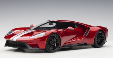 72943 FORD GT 2017 (LIQUID RED/SILVER STRIPES) 1:18