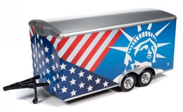 AMM1284 Enclosed Trailer Patriotic 1:18