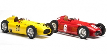 M184 CMC Ferrari D50, (yellow) GP Belgium #20 A. Pilette + CMC Lancia D50 (red) GP Turin #6 Ascari 1:18
