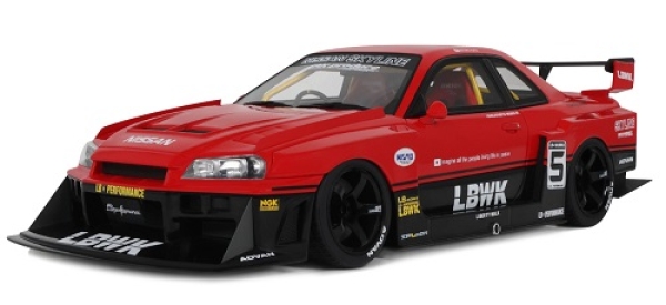 GT570 Nissan Skyline R34 GT-R LBWK Super Silhouette 2020 red 1:18